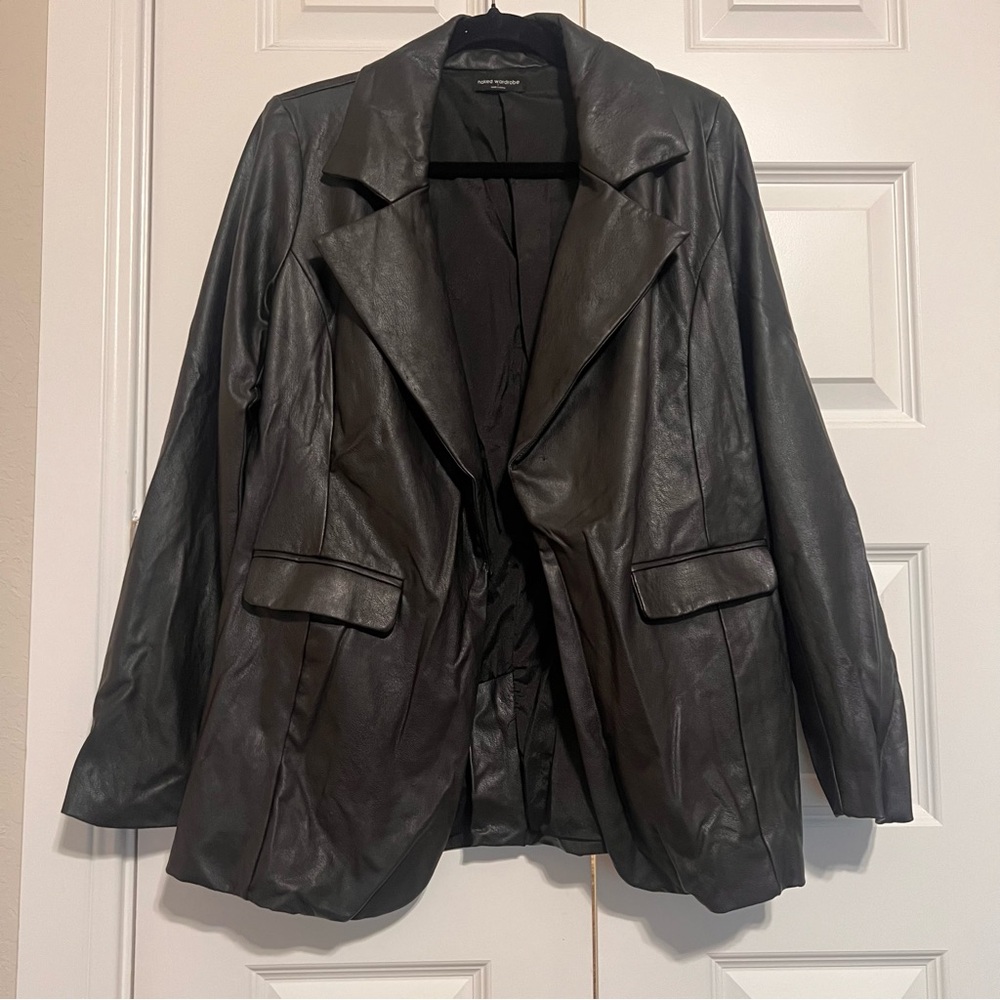 Naked Wardrobe Vegan Leather Blazer